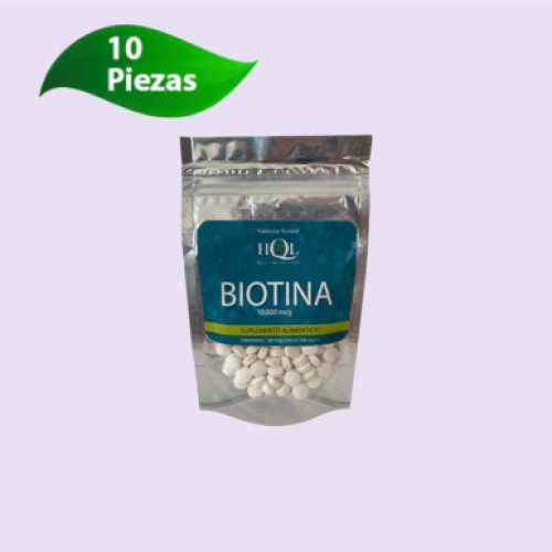 10 Bolsas Biotina 100 Pastillas C/u   HQL ENVIO GRATIS