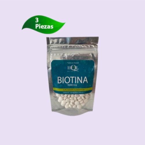 3 Bolsas Biotina 100 Pastillas C/u   HQL ENVIO GRATIS