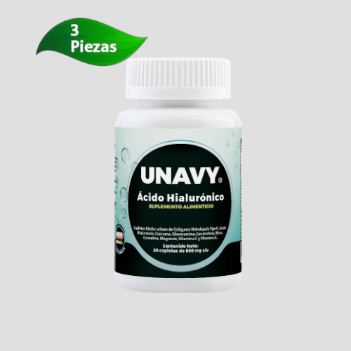 3 Piezas UNAVY Acido Hialuronico Con 30 Cap C/u ENVIO GRATIS
