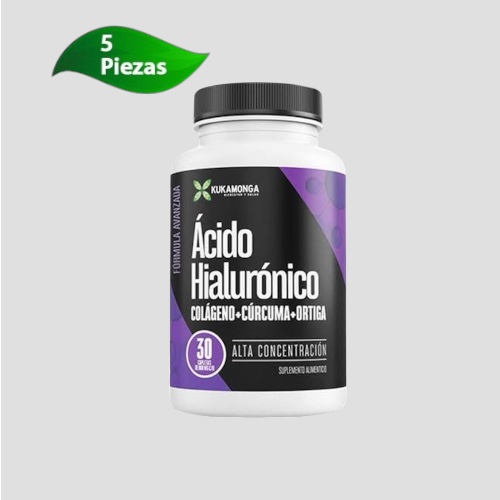 5 Piezas Ácido Hialuronico Colágeno Cúrcuma Ortiga Kukamonga 30 Cap C/u ENVIO GRATIS